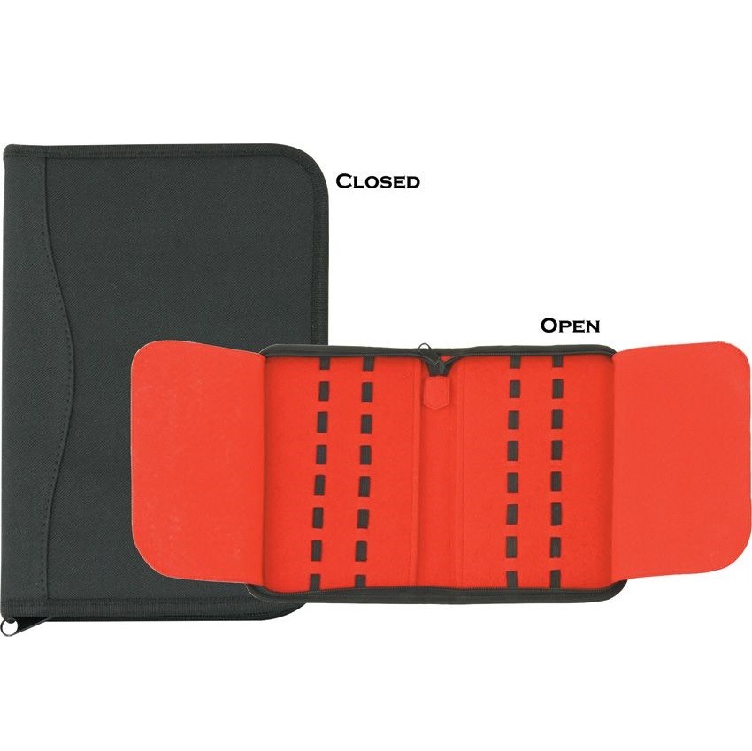 16 Pocket Knife Storage Case | Fits 5" Folding Knives | Nylon w/ Red Felt