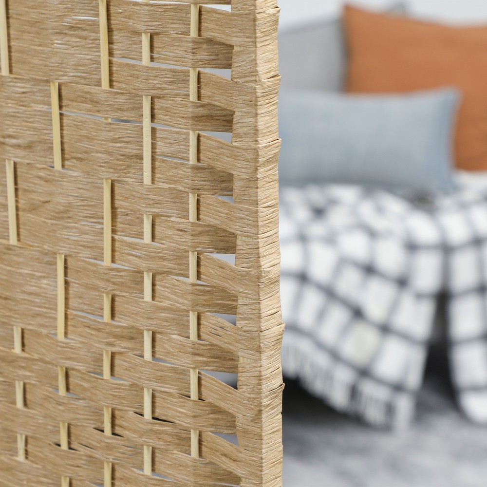 4 Panel Room Divider, Folding Screen, 5.6', Natural