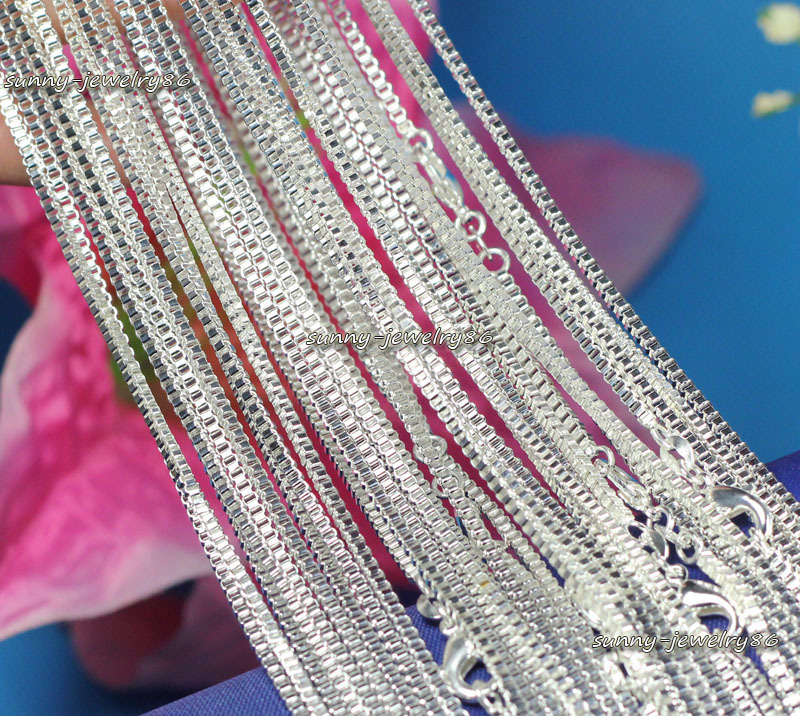 Wholesale 10pcs 925 Sterling Solid Silver Plated 1mm Box Chain Necklace 16"-24"