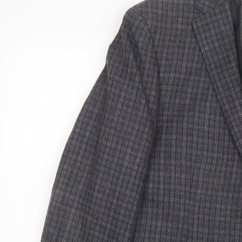 NEXT Mens Grey Plaid Wool Blend Suit Jacket Size 42