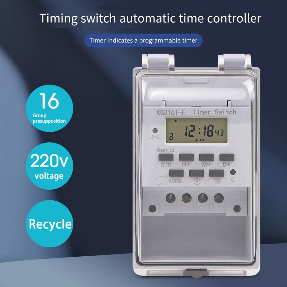 220V Waterproof Intelligent Timer KG316TF Automatic Programmable Switch