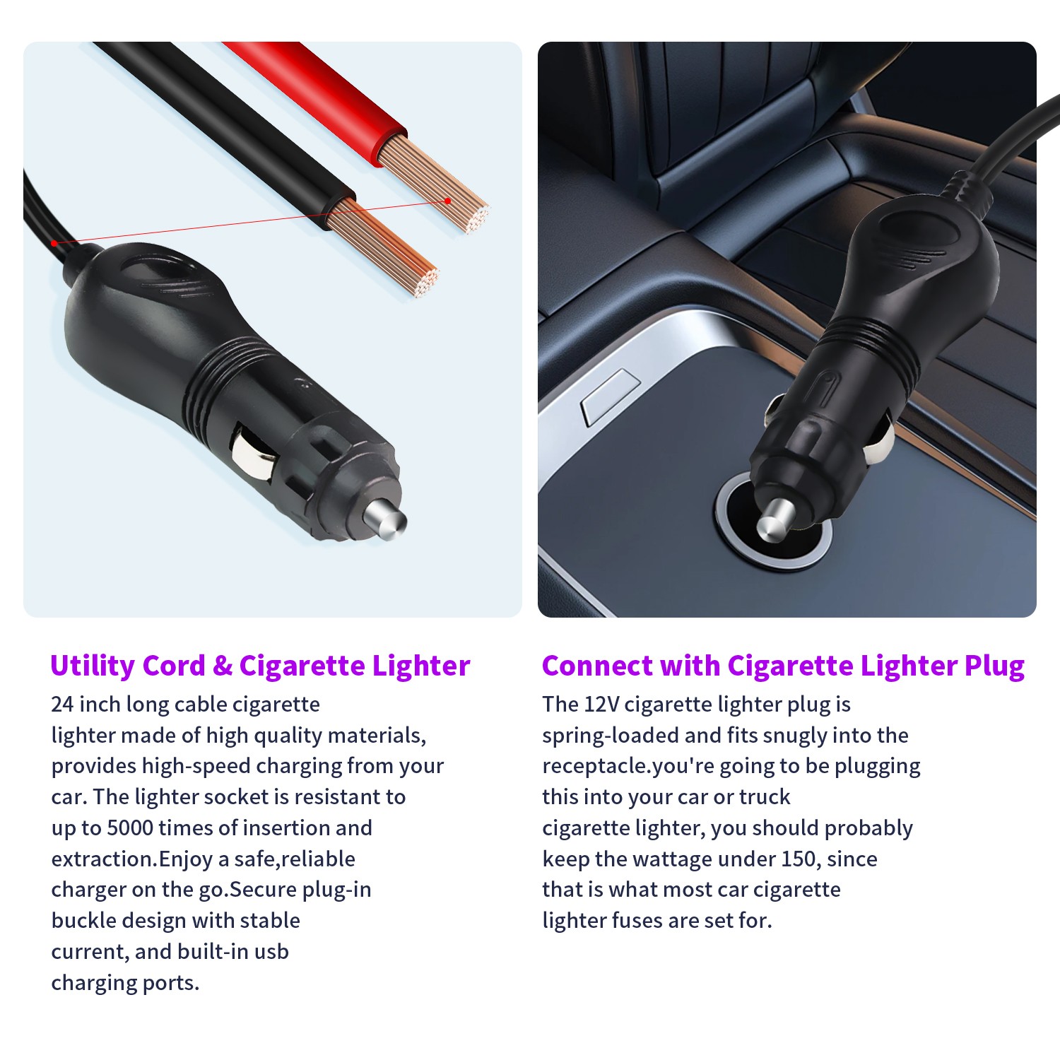 500W Power Inverter DC 12V to 110V AC Car Plug Adapter Outlet Converter for Car