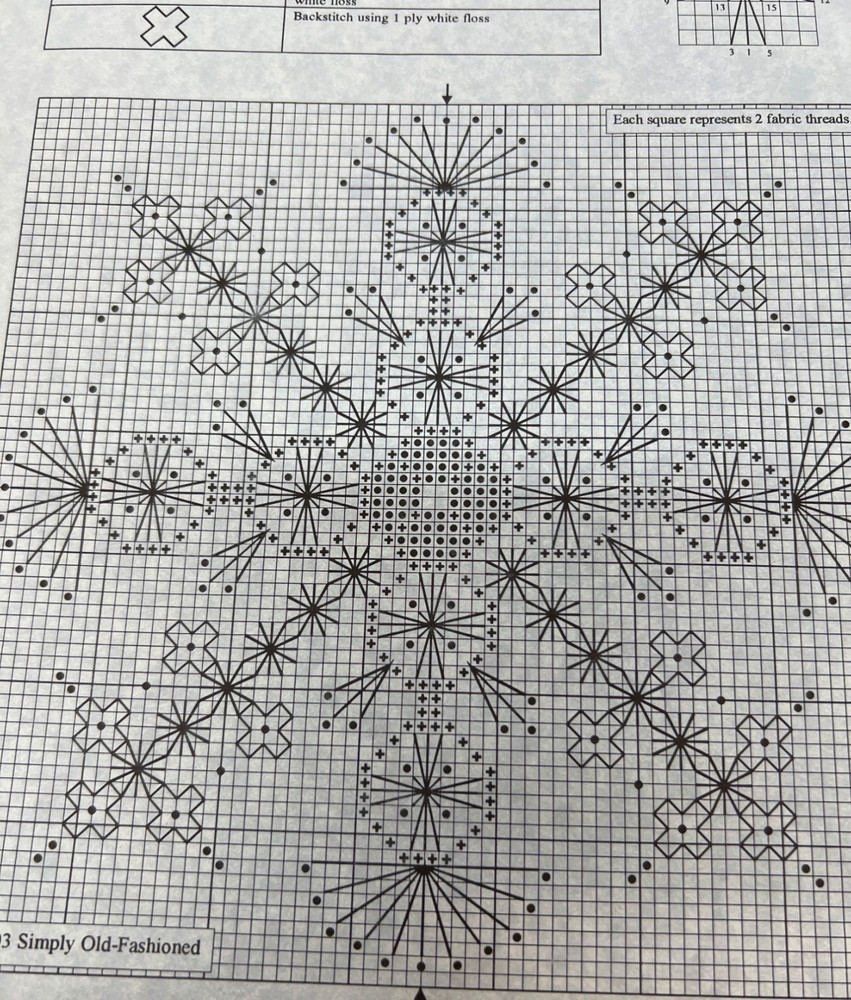 Simply Old-Fashioned Snowflake Shimmer V Cross Stitch Pattern