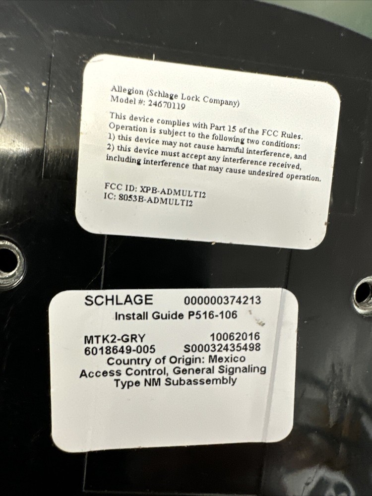 SCHLAGE MTK2-GRY / MTK2GRY Smart Reader Keypad