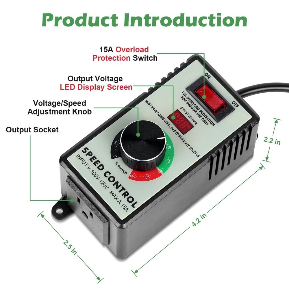 Ac Motor Speed Controller 120v 15a Max Ac Variable Speed Controller Electronic V