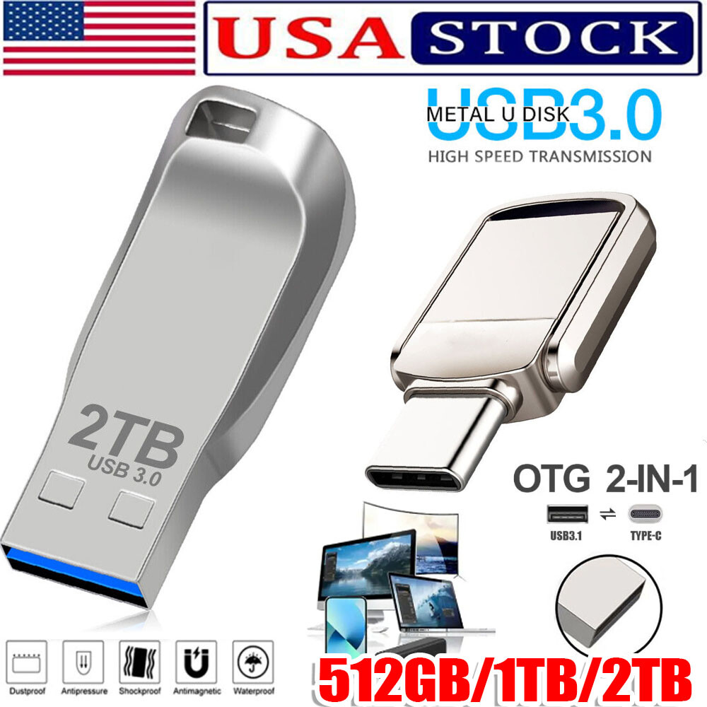 1TB 2TB Type C/USB-A USB 3.0 Flash Drive Thumb Drive Memory Stick for PC Laptop