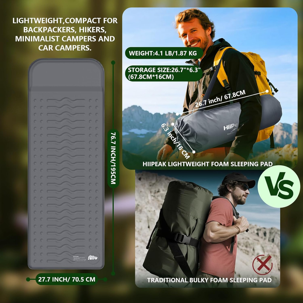 Compact Memory Sleeping Pad and Inflatable Seat Cushion