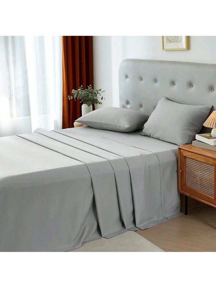 3/4 Piece Bed Sheet Soft Cooling Comfortable Breathable Bedding, Grey
