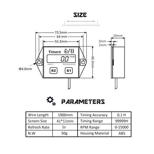 Tachometer for Small EngineInductive Hour Meter for 2 Stroke & 4 Stroke Small