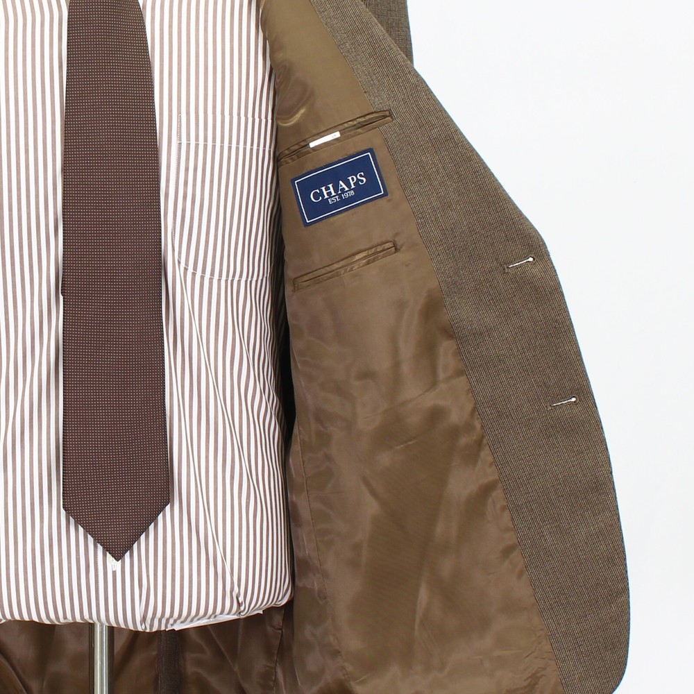 Chaps 42R Brown Sport Coat Blazer Jacket Solid 2B Polyester