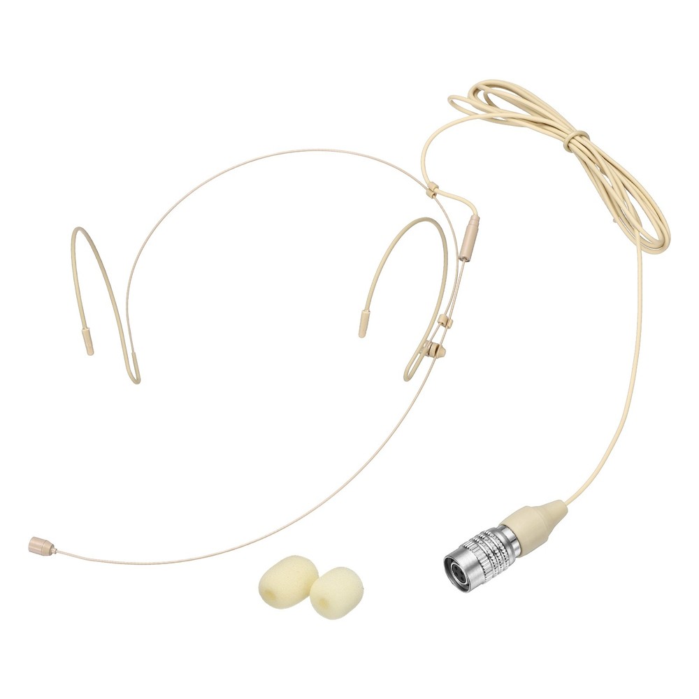 Ear Hook Microphone, Double Ear Headset with Audio Technical Type Plug, Beige