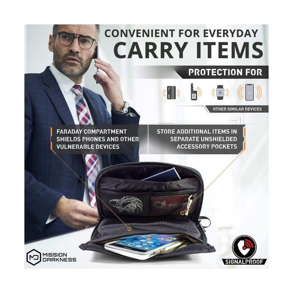 Mission Darkness Mojave Faraday Phone Bag // Multi-Functional Travel Case wit...