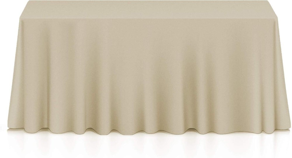 Lann's Linens 5 90" x 132" Tablecloths Rectangular Polyester Fabric Beige