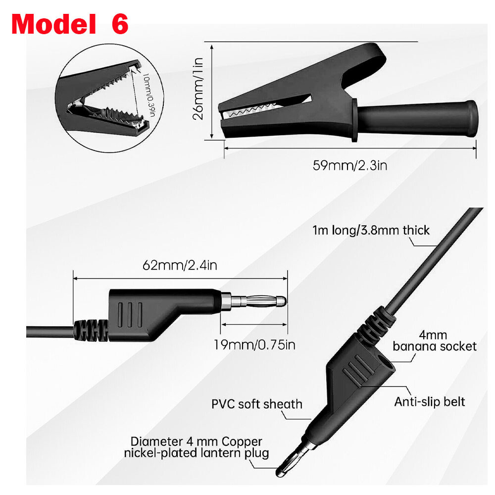 3.3FT 4mm Stackable Banana Plug Test Lead Kit & Alligator Clip & Back Probe NEW