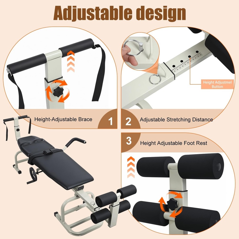 Non-Inversion Spinal Decompression Device - Cervical & Lumbar Traction Bed w/...
