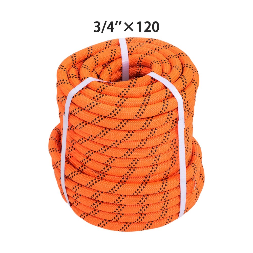 Arborist Double Braid Polyester 48-Strand Arborist Rigging Rope Orange & Black
