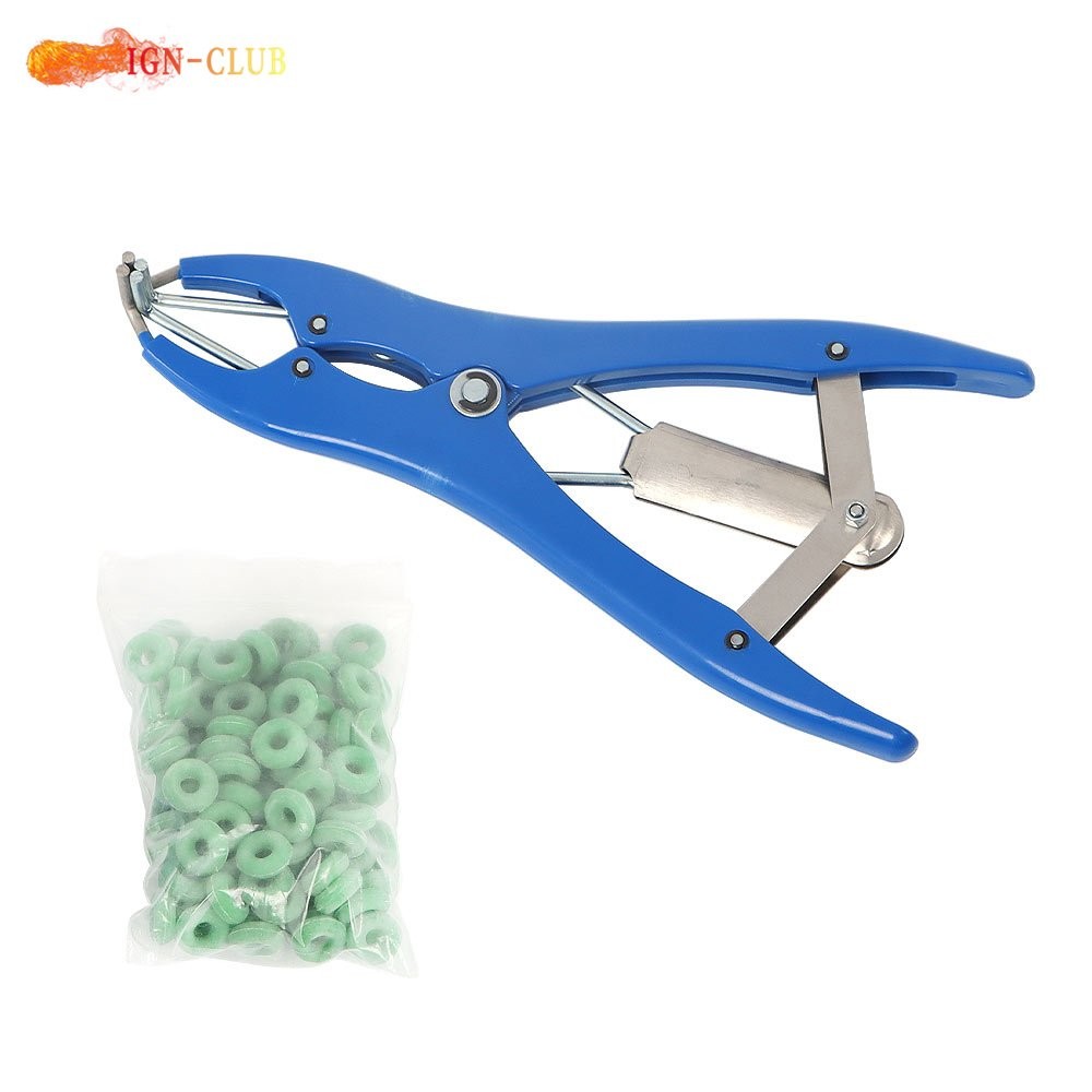 With Free 100 Green Elastic Bands Elastrator Castration & Tail Docker Pliers