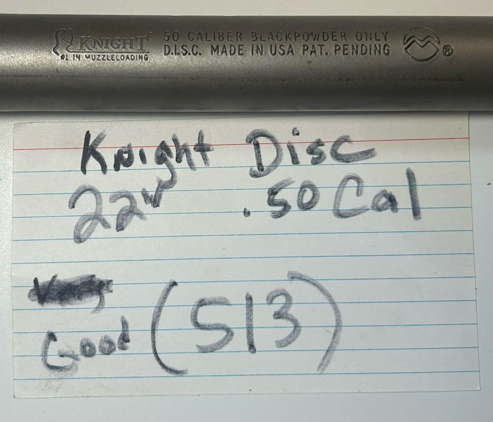 Knight Disc Inline Muzzleloader 22” Stainless Barrel With No Breech Plug