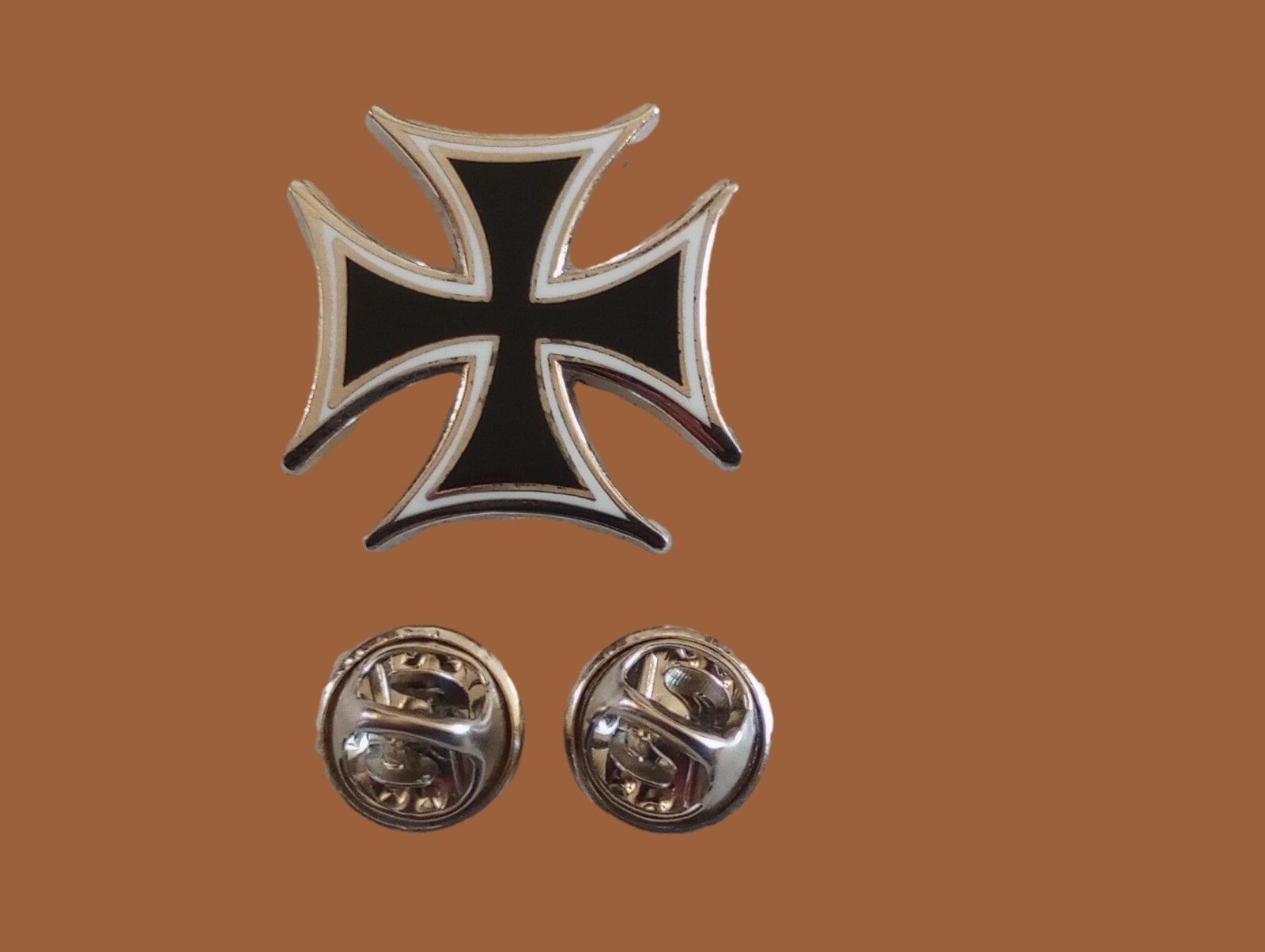 IRON CROSS HAT PIN LAPEL DOUBLE POST PIN
