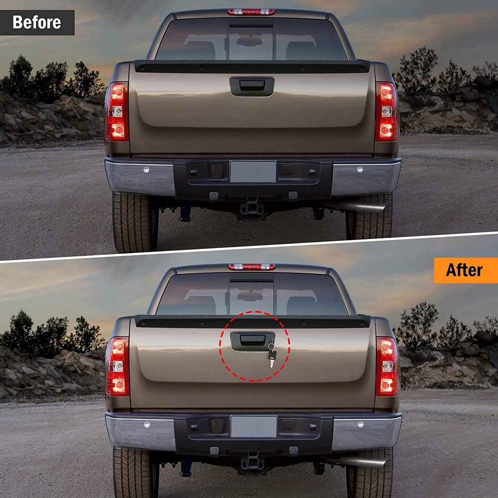 Tailgate Handle Kit, Tail Gate Bezel Lock For 07-14 Chevy Silverado GMC Sierra