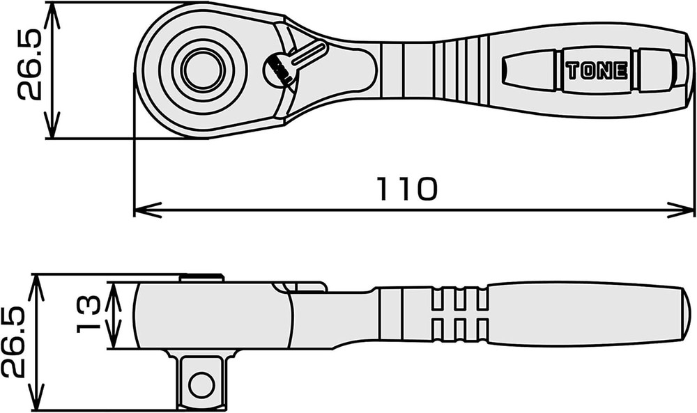 Tone (Tone) Shortrachet handle (hold type) RH3HS Insert angle 9.5mm (3/8 ')