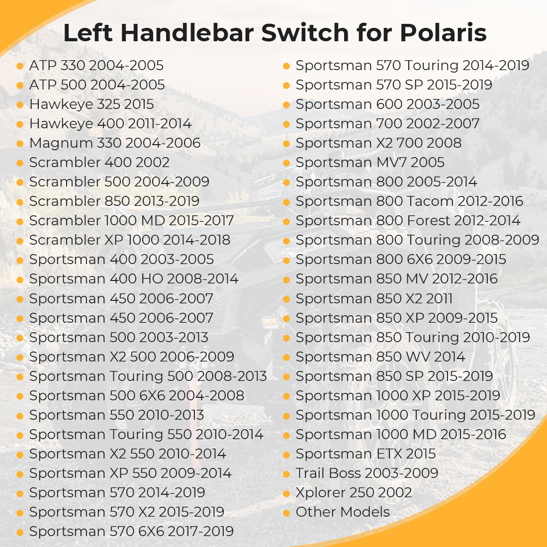 Left Handlebar Switch for Polaris Trail Boss 330 2003-2009 Magnum 330 2004-2006