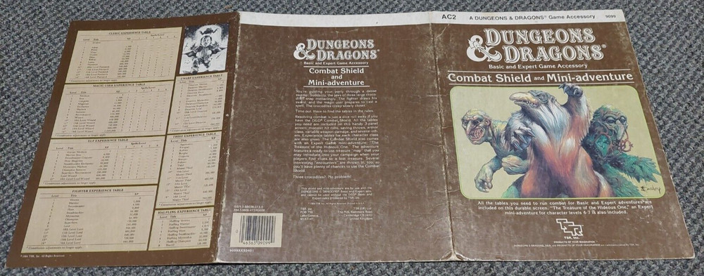 Dungeons & Dragons Combat Shield - Basic Expert Game Accessory TSR AC2 9099 b/X