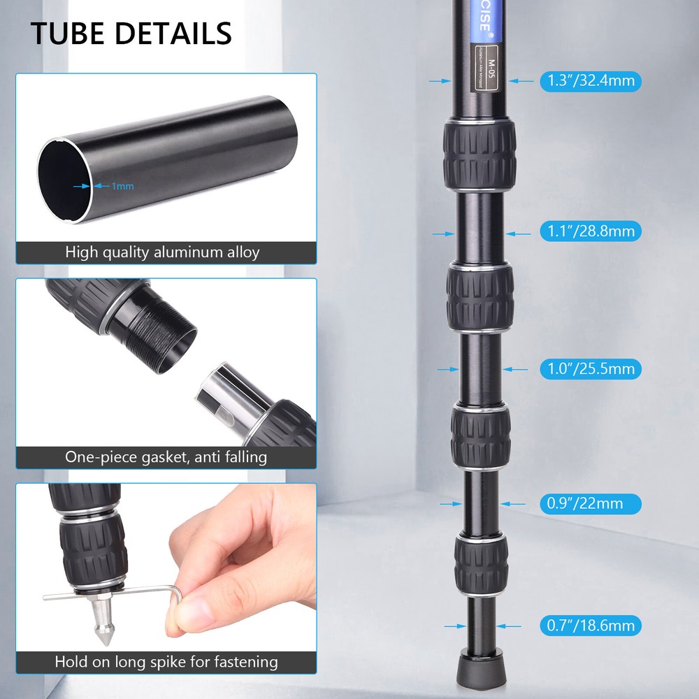 ARTCISE M05 32.4MM Camera Monopod Compact Portable Unipod Aluminum 5-Section