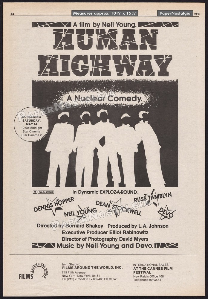 HUMAN HIGHWAY - Original 1983 Trade AD promo / poster_ Neil Young _ DEVO