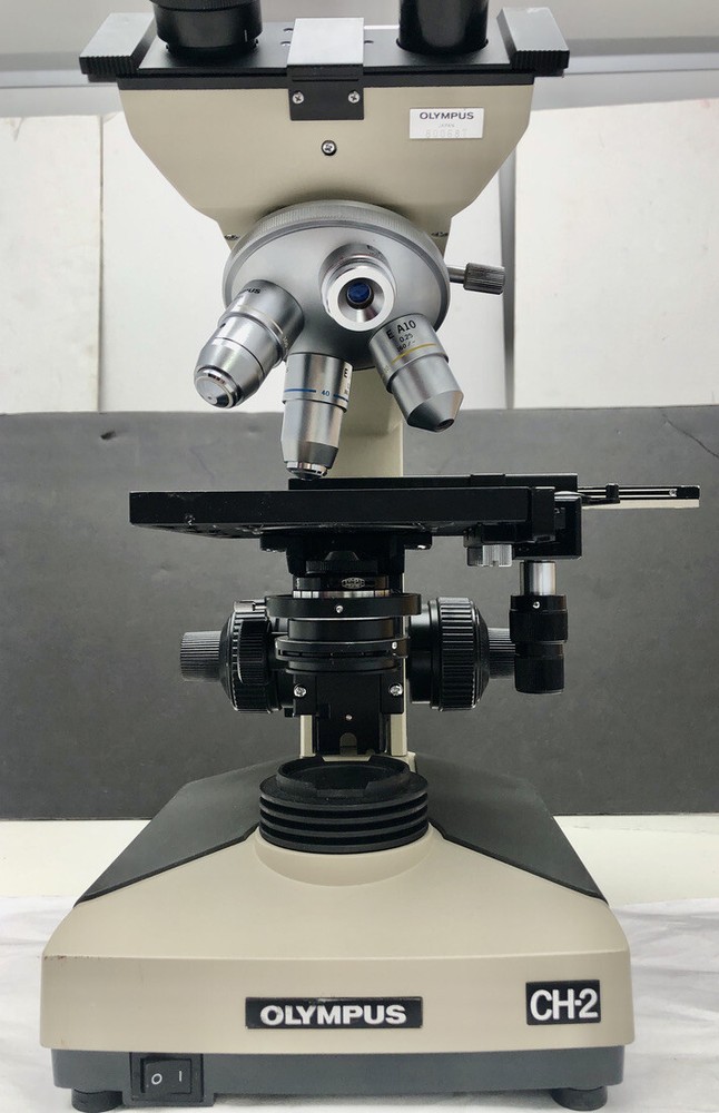Olympus CHS CH-2 Binocular Head Microscope ,objectives E A4x,10x 40x 100x READ