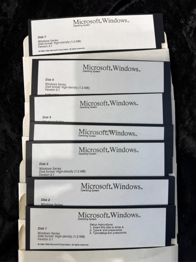 Microsoft Windows Version 3.1 Operating System 5.25 Disks
