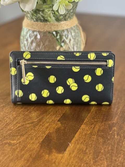 Kate Spade Tennis Toss Large Slim Bifold Wallet - Blazer Blue Tennis Balls KF497