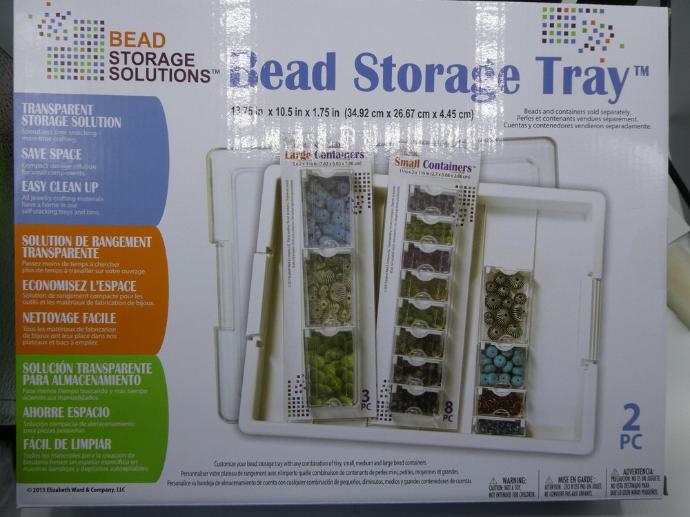 Elizabeth Ward Bead Storage Tray and 30 MidSized Storage Containers - MIB