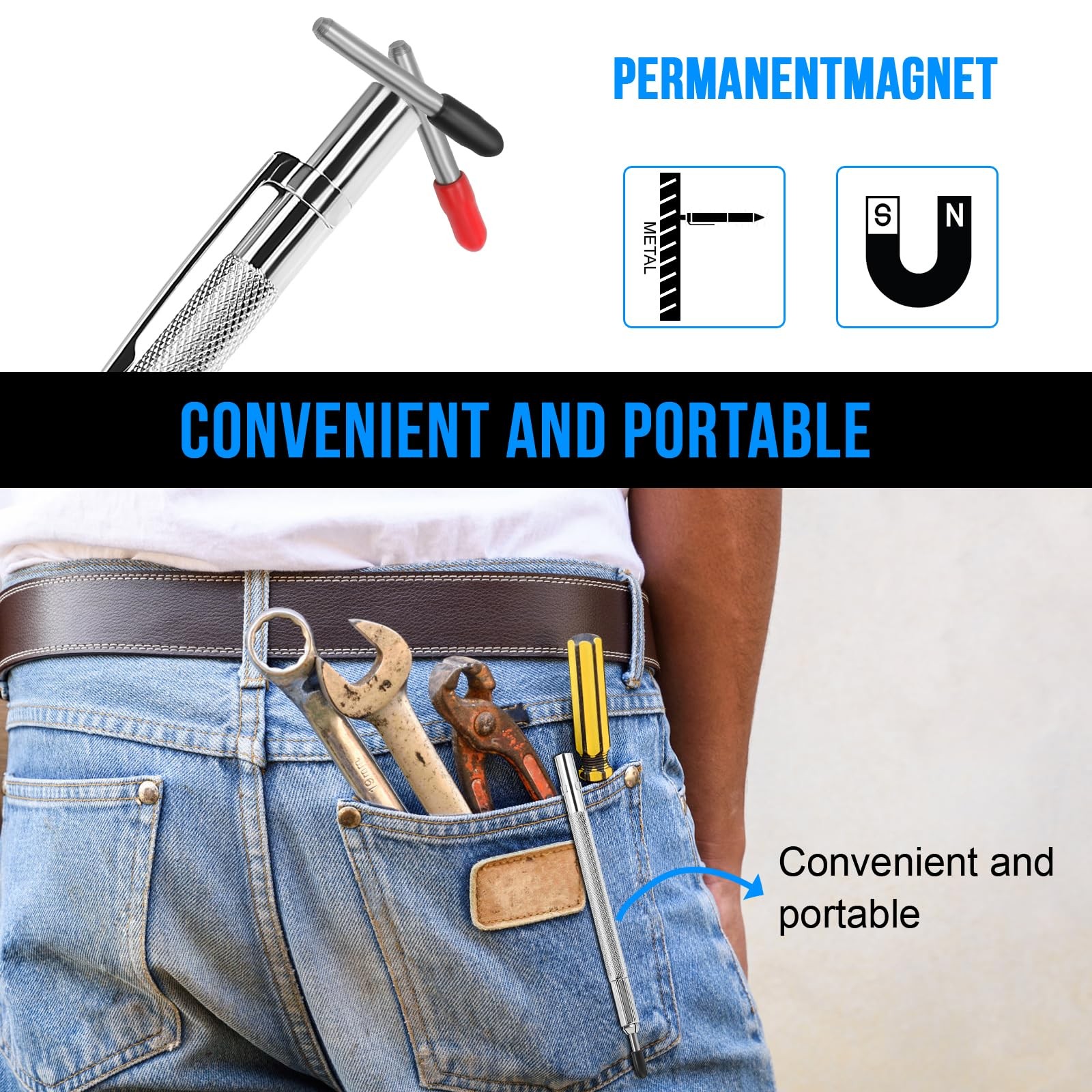 guti-more 2 Pack Tungsten Carbide Scriber Magnet Extra 20 Marking Tip Scribe