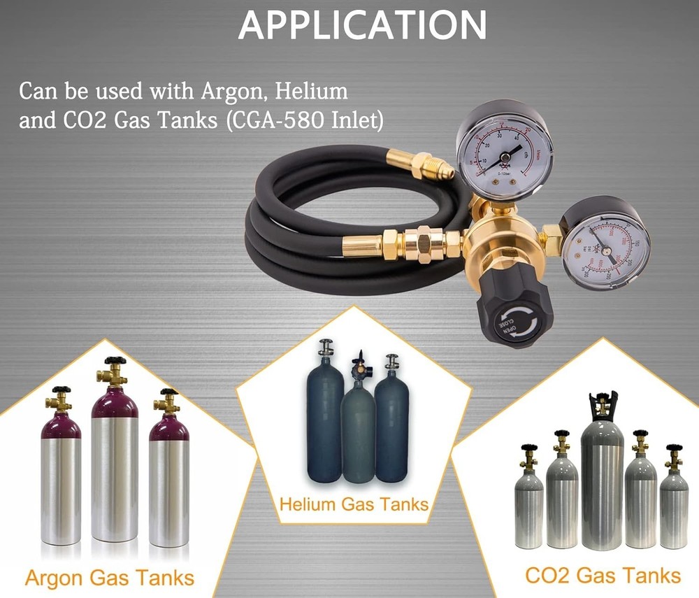 Versatile Welding Gas Regulator for Argon & CO2 - 0-4500 PSI Capability
