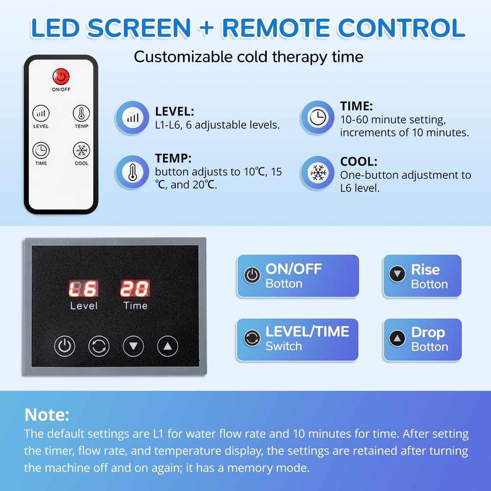 Cold Therapy Machine with Memory Function, Programmable Timer, Wireless Remote &
