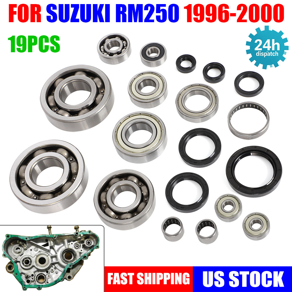 For Suzuki RM250 1996-2000 Bottom end Crank Transmission Bearing Seal Kit 19 PCS