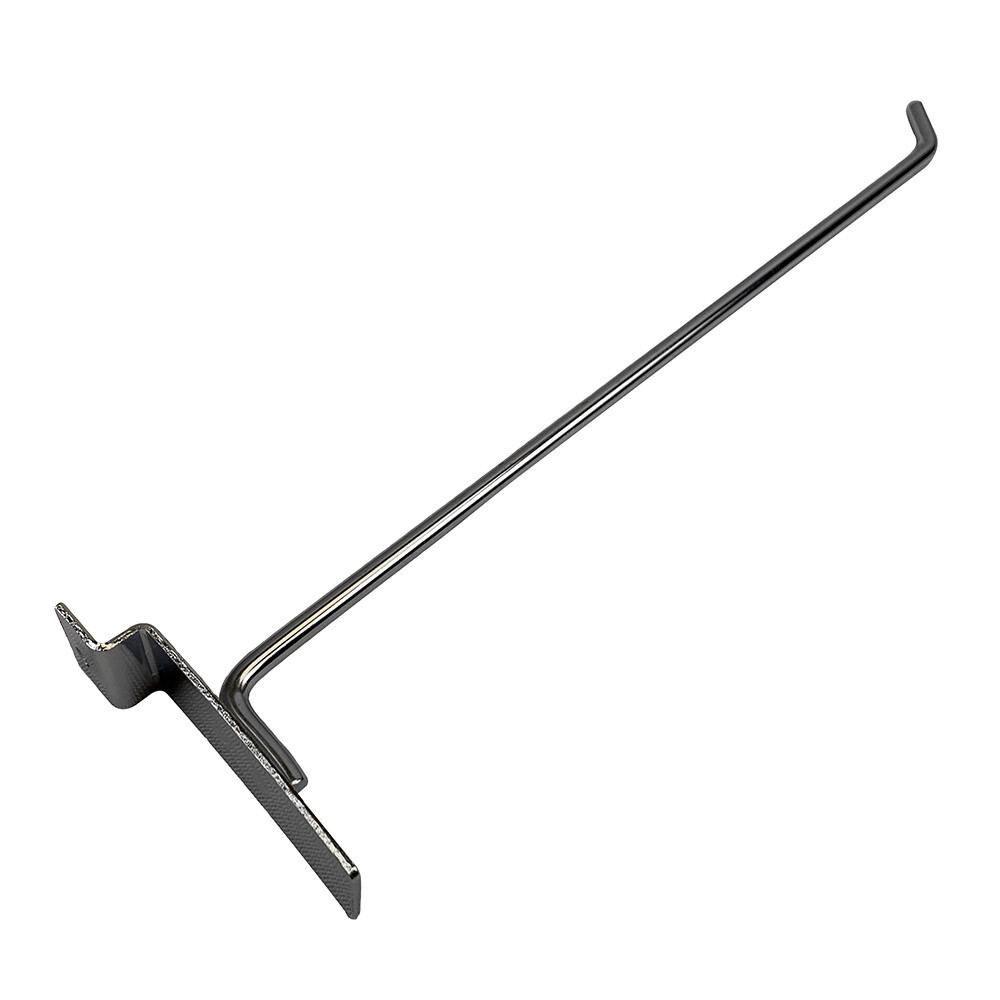 12" Slatwall Hook Panel Display Hooks, 1/4" Thickness Metal, Chrome - PACK 12