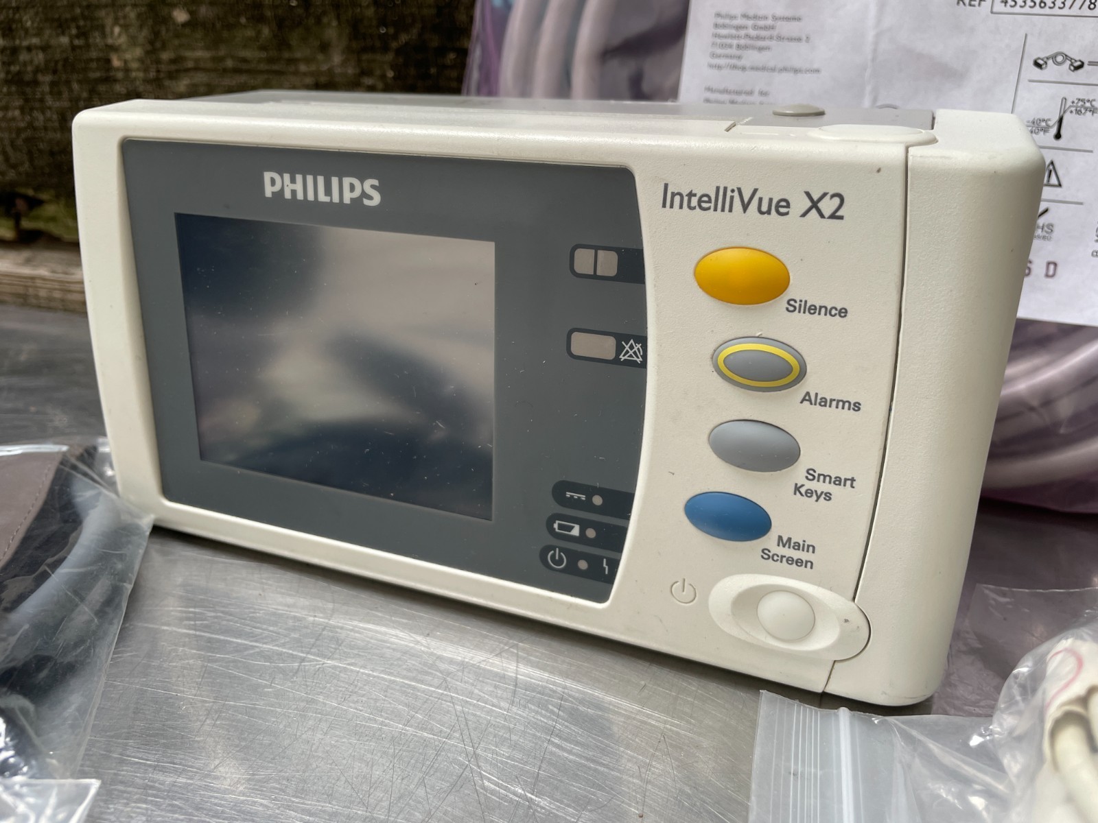 Philips Intellivue X2 M3002A Monitor W/ Battery SpO2 Hose Cuffs ECG