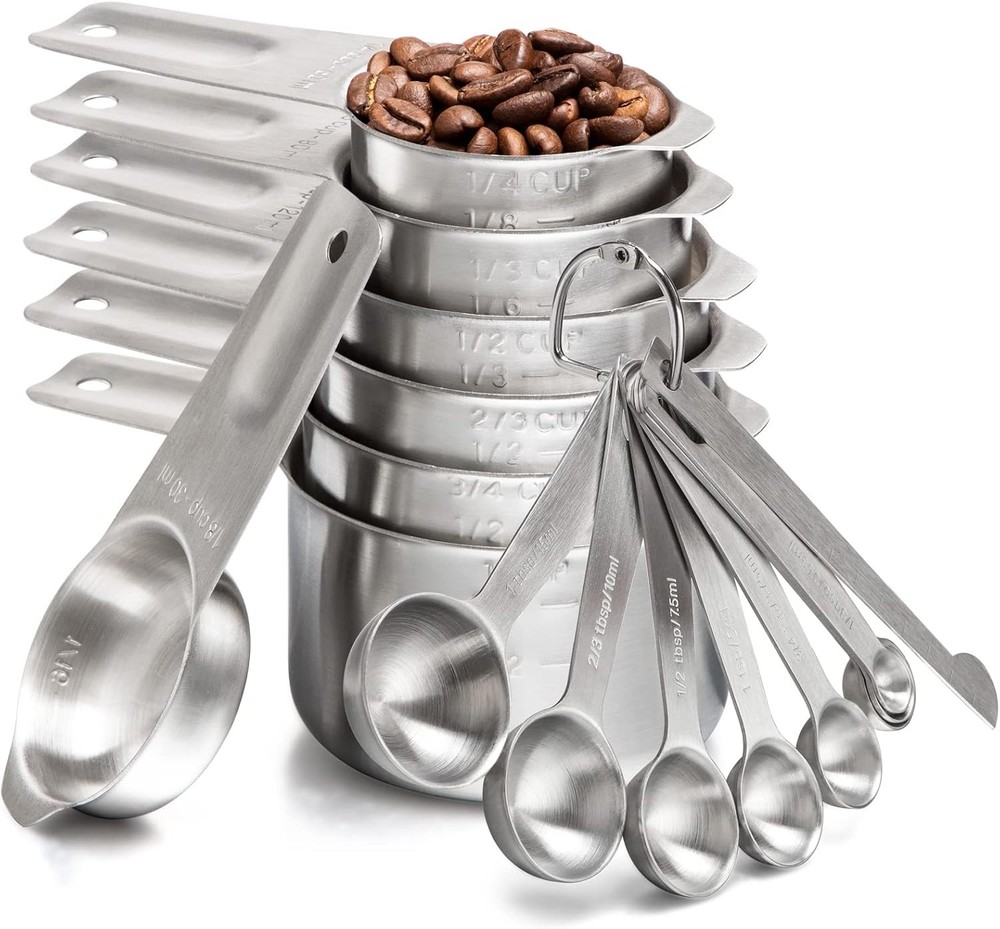 💕 Measuring Cups and Spoons Set Stainless Steel 7 Stackable Measuring Cups 8