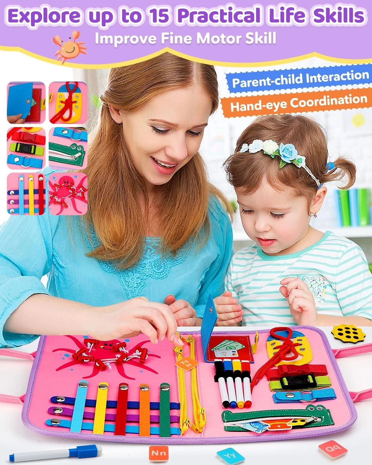 Toddler Montessori Busy Board Kids Montessori Learning Toys, Toddlers Travel Toy