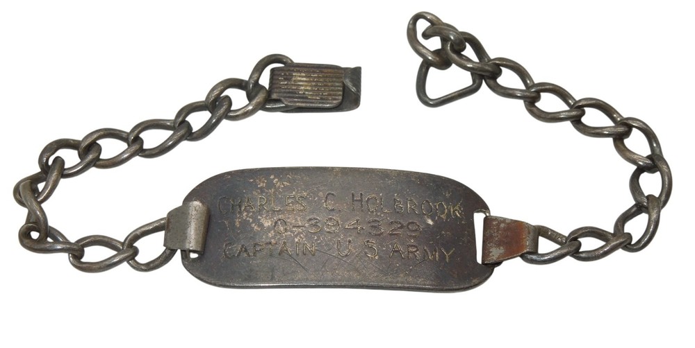 WWII US Army 5th Engineer Combat Bn. Normandy OFFICER STERLING ID Bracelet CA10