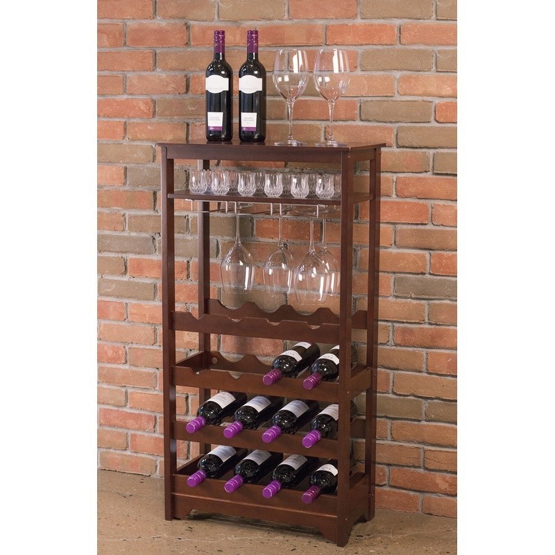 39.75" Brown Tall Rectangular Compact 16-Bottle Wine Rack Freestanding