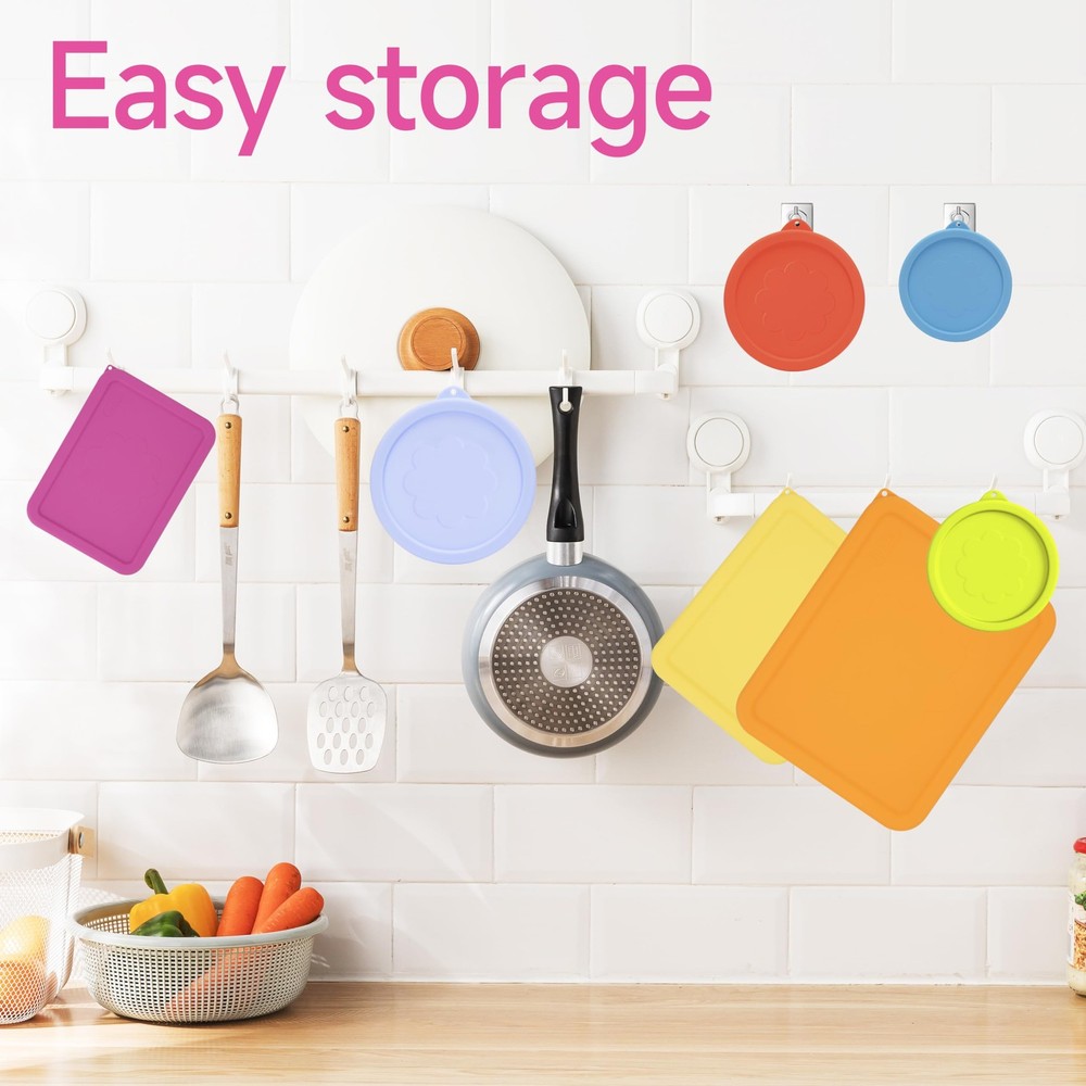 LUVCOSY 6 Cup Rectangle Silicone Storage Cover Lids 6 - 2 Pack