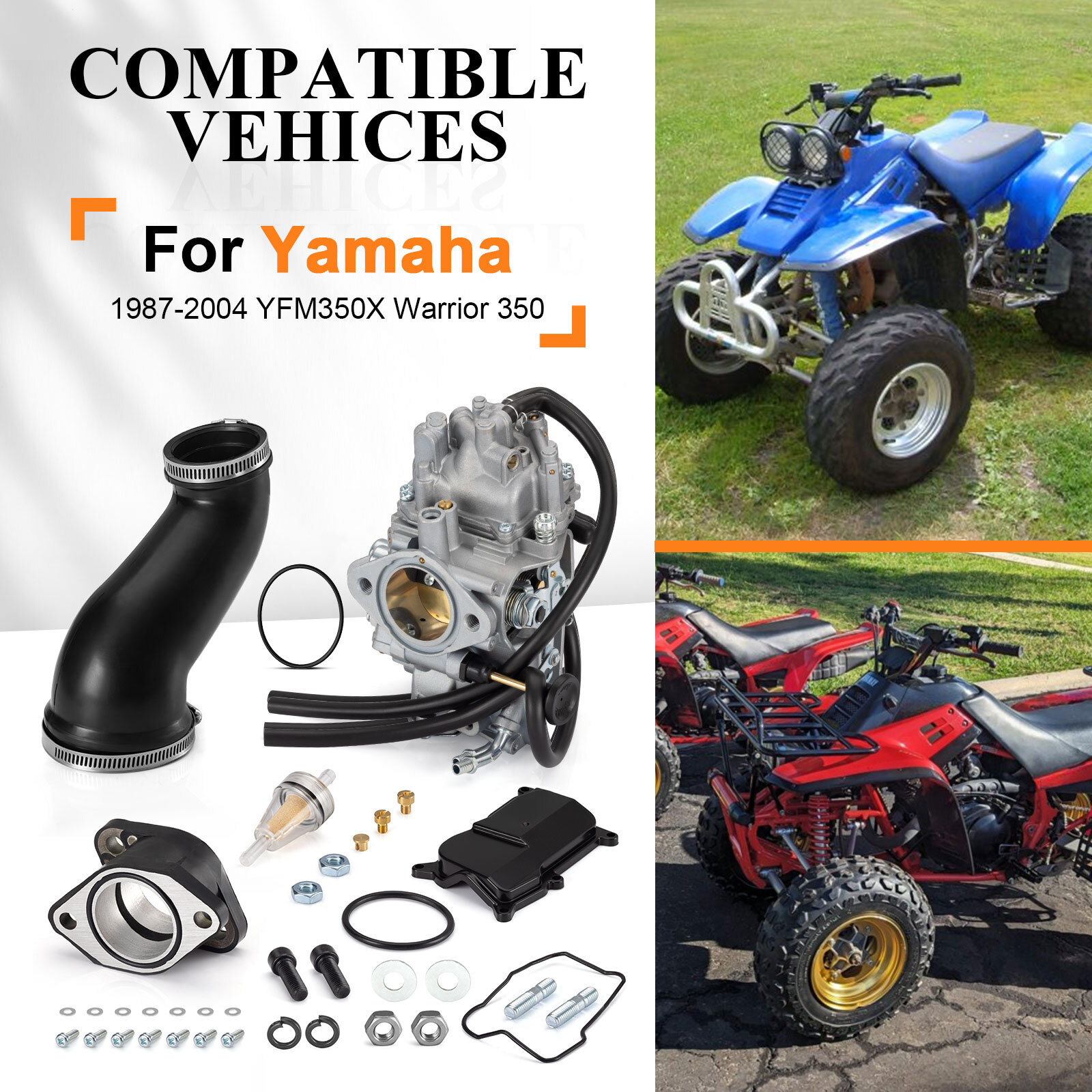 Carburetor & Intake Boot Joint & Air Box Cleaner Joint For Yamaha Warrior 350