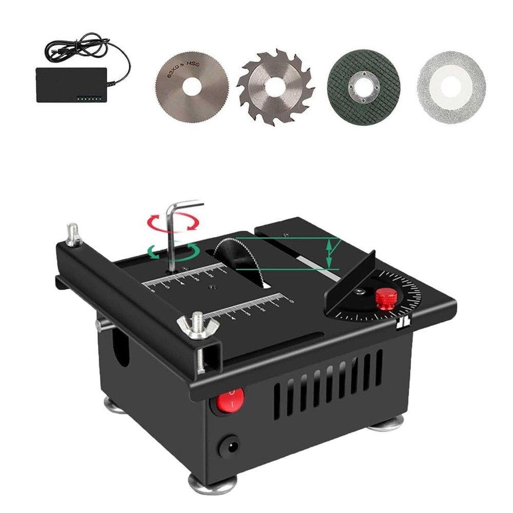 Multi-Functional Mini Table Saw Speed & Angle Adjustable 16MM Cutting Depth E1I6