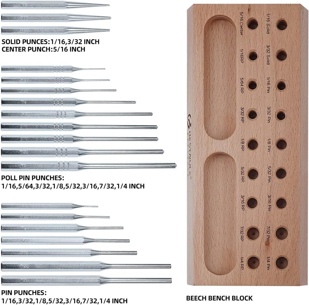 Punch Set, Roll Pin Punch Set, Punch Tools, Made of Solid Material Including Ste