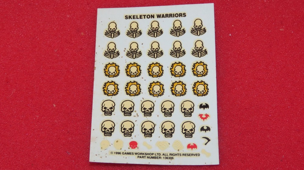 Games Workshop Warhammer Undead Skeleton Warriors Transfers Sheets Decals OOP