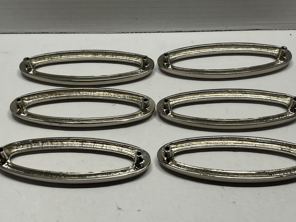 Vintage Lot (6) NOS Chrome Oval Fixed Drawer Pulls