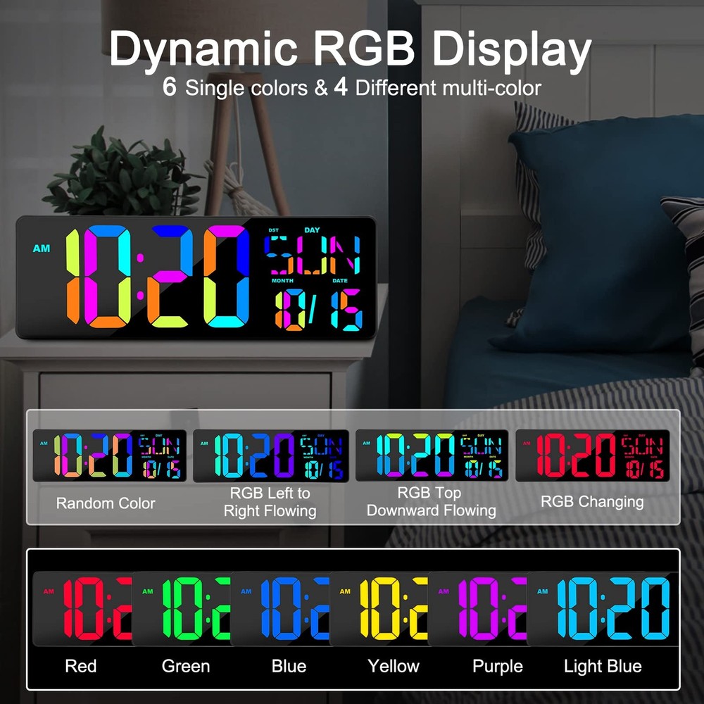 Large Digital Wall Clock with Remote Control, 17 Inch LED Large Display Count...
